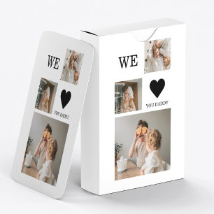 Trendy Collage Photo & We Love You Daddy Gift Playing Cards