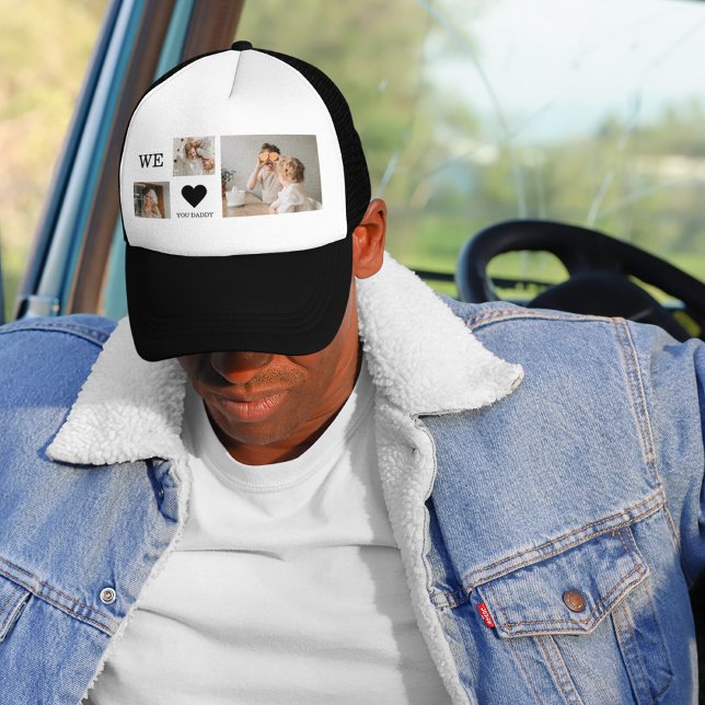 Trendy Collage Photo & We Love You Daddy Gift Trucker Hat (Creator Uploaded)