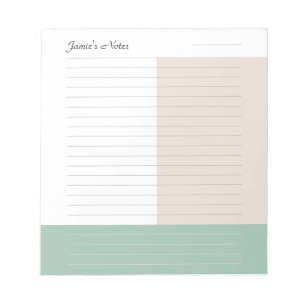 Trendy Colorblock Green Lined  Notepad