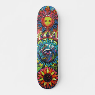 Trendy Colorful Abstract Psychedelic 3rd Eye  Skateboard