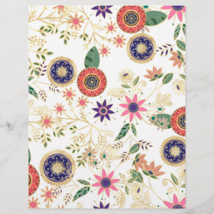 Trendy Colorful Folk Floral Original Golden Design Custom Letterhead