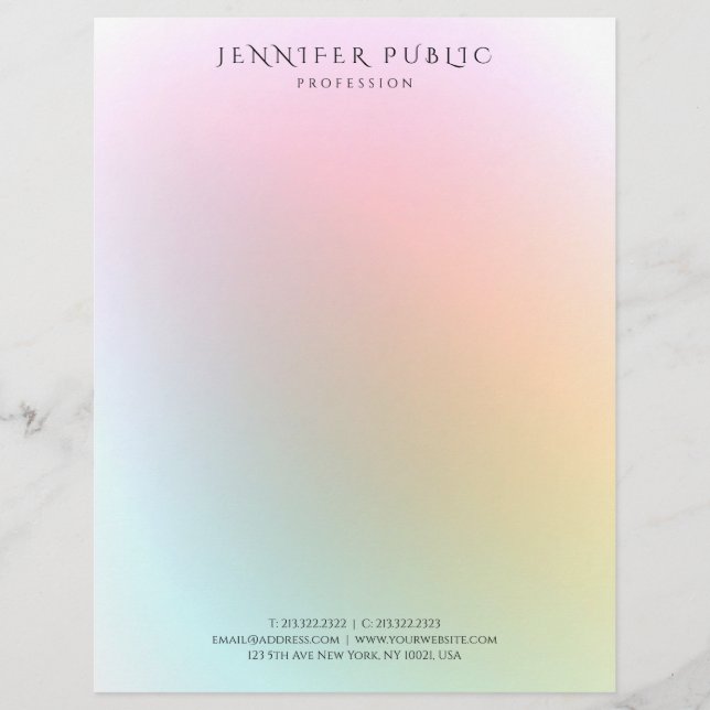 Trendy Colorful Modern Simple Elegant Template Custom Letterhead (Front)
