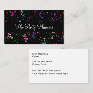 Trendy Colorful Party Planner Business Cards