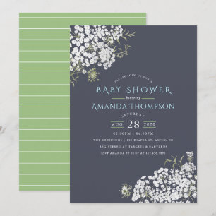 Trendy colorways Baby's Breath Baby Shower invite
