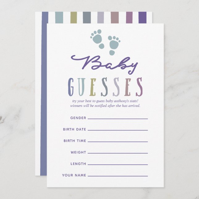 Trendy colorways Boy Baby Shower Baby Guesses Invitation (Front/Back)