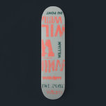 Trendy Colorways Typography Word Cloud Skateboard<br><div class="desc">Designer skateboard in accents of Living coral, storm grey and forest biome. The effect of this trendy street text based design depends on the length of your name. Select "Click to customise further" at the bottom of the "Personalise this template" to get the look you want. You can make the...</div>