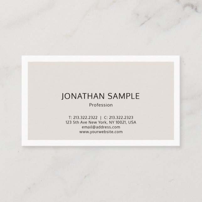 Trendy Colour Modern Elegant Simple Design Plain Business Card (Front)