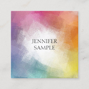 Trendy Colourful Abstract Template Elegant Custom Square Business Card