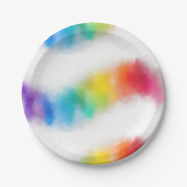 Trendy Colourful Abstract Template Modern Rainbow Paper Plate (Front)