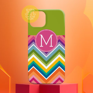 Trendy Colourful Chevron Pattern Custom Monogram
