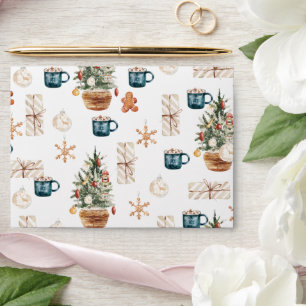 Trendy Colourful Christmas Pattern   Watercolor Envelope