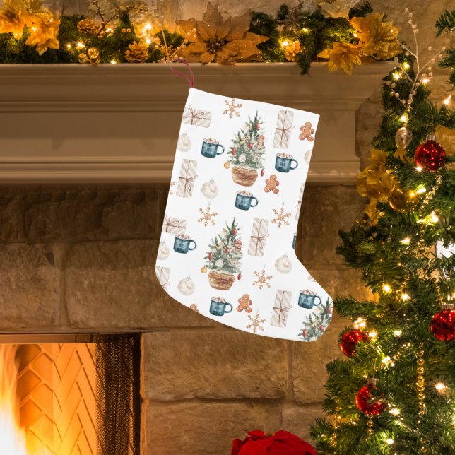 Trendy Colourful Christmas Pattern | Watercolor Small Christmas Stocking (Creator Uploaded)