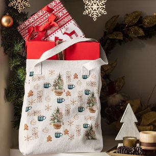 Trendy Colourful Christmas Pattern   Watercolor Tote Bag