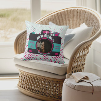Trendy Colourful Cute Grad Photo Camera Vintage Ar Cushion