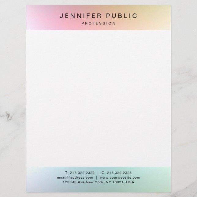 Trendy Colourful Elegant Modern Simple Template Custom Letterhead (Front)