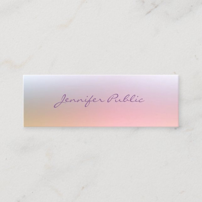 Trendy Colourful Elegant Script Professional Simpl Mini Business Card (Front)
