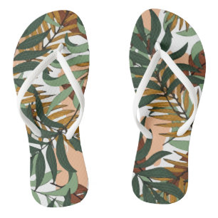 Trendy Colourful Exotic Leaves Plants Jandals