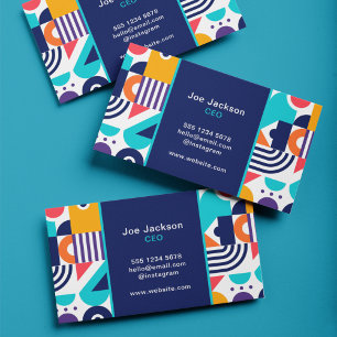 Trendy Colourful Geometric Pattern Abstract Mosaic Business Card