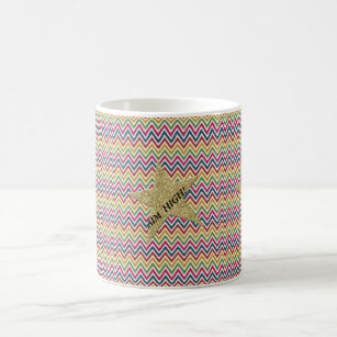 Trendy Colourful Glitter Zigzag Chevron-Aim High! Coffee Mug