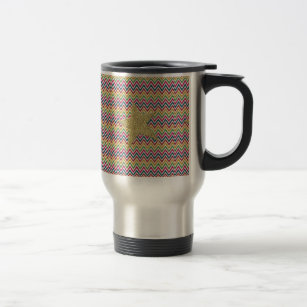 Trendy Colourful Glitter Zigzag Chevron-Aim High! Travel Mug