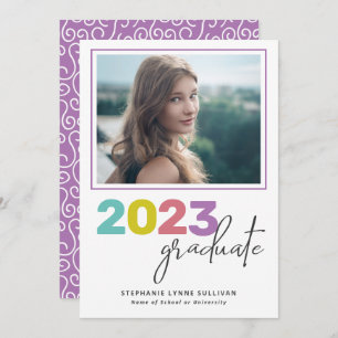 Trendy Colourful Lettering Modern Grad Party Invitation