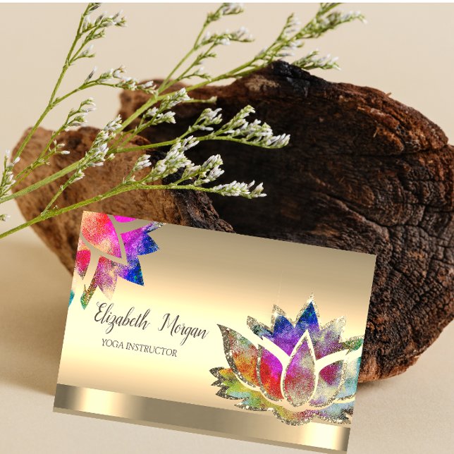 Trendy Colourful Lotus Flower Yoga Instructor Business Card (Creator Uploaded)