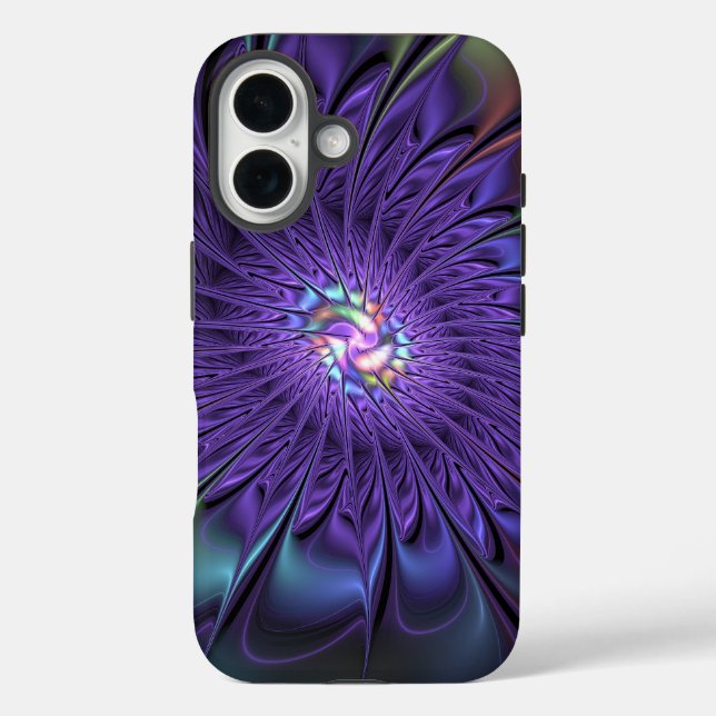 Trendy Colourful Modern Abstract Fractal Flower Case-Mate iPhone Case (Back)