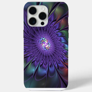 Trendy Colourful Modern Abstract Fractal Flower iPhone 15 Pro Max Case