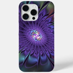 Trendy Colourful Modern Abstract Fractal Flower iPhone 15 Pro Max Case