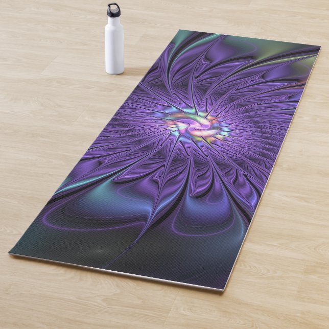 Trendy Colourful Modern Abstract Fractal Flower Yoga Mat (In Situ)