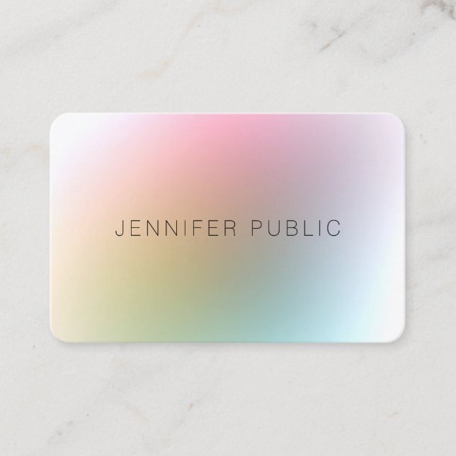 Trendy Colourful Modern Elegant Minimalist Design Business Card (Front)
