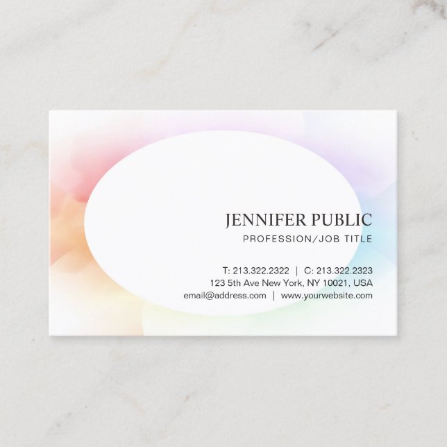 Trendy Colourful Modern Elegant Simple Template Business Card (Front)