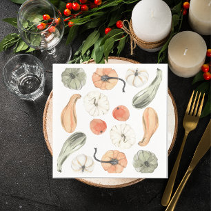 Trendy Colourful Pumpkin Pattern Autumn Vibes Napkin