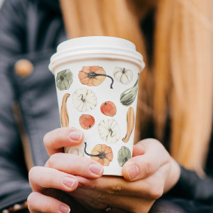 Trendy Colourful Pumpkin Pattern   Autumn Vibes Paper Cups