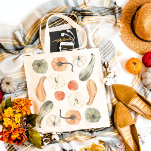 Trendy Colourful Pumpkin Pattern Autumn Vibes Tote Bag