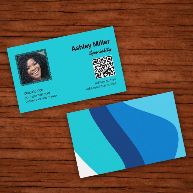 Trendy Colourful QR Code photo Business Card (Modern qr code custom photo)