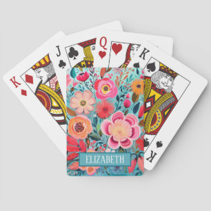 Trendy Colourful Stylish Floral Pattern Playing Cards