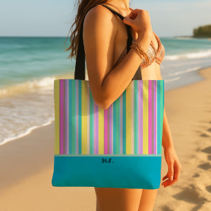 Trendy colourful Summer Stripes Tote Bag