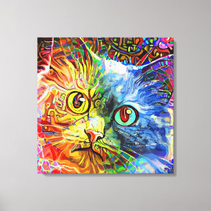 Trendy Colourful Tabby Cat Canvas Print