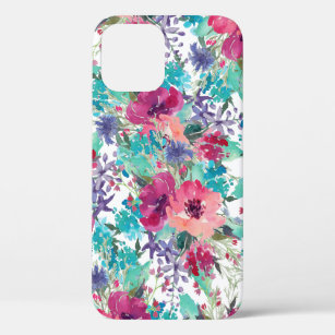 Trendy Colourful Watercolor Floral Pattern iPhone 12 Pro Case