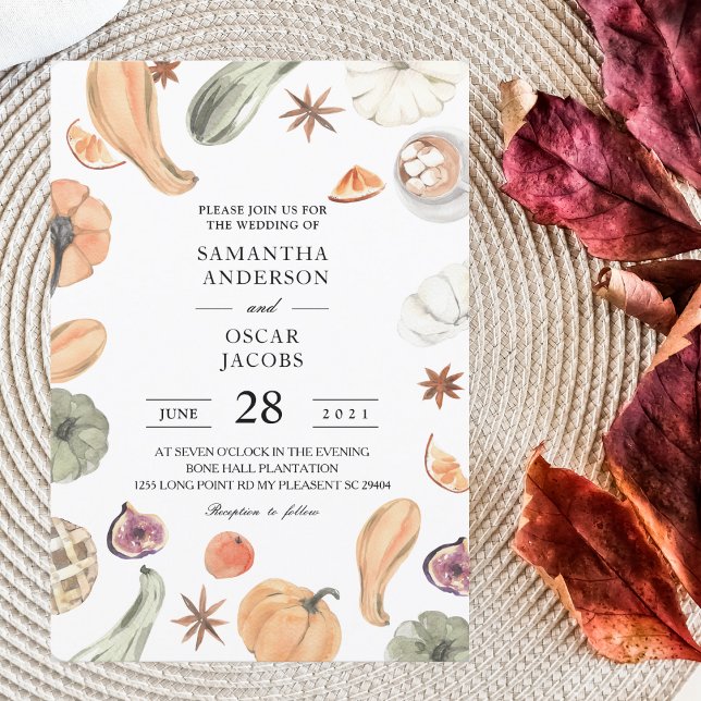 Trendy Colourful Watercolor Pumpkin | Autumn Vibes Invitation (Creator Uploaded)