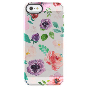 Trendy Colourful Watercolors Flowers Pattern Clear iPhone SE/5/5s Case