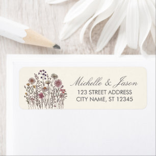 Trendy Colourful Wildflower Wedding Return Address