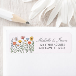 Trendy Colourful Wildflower Wedding Return Address