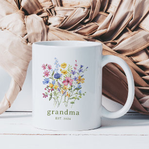 Trendy Colourful Wildflowers   Grandma Coffee Mug