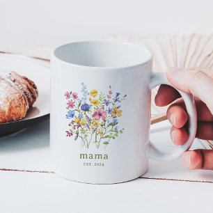 Trendy Colourful Wildflowers Mama Coffee Mug
