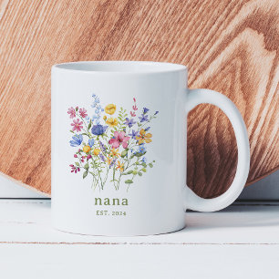 Trendy Colourful Wildflowers Nana Coffee Mug