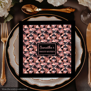 Trendy Colours Napkins Rose Gold Glitter & Black