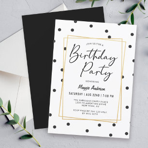 Trendy Confetti Polka Dots Birthday Party Invitation