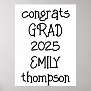 Trendy Congrats Grad Name 2024 Graduation Poster